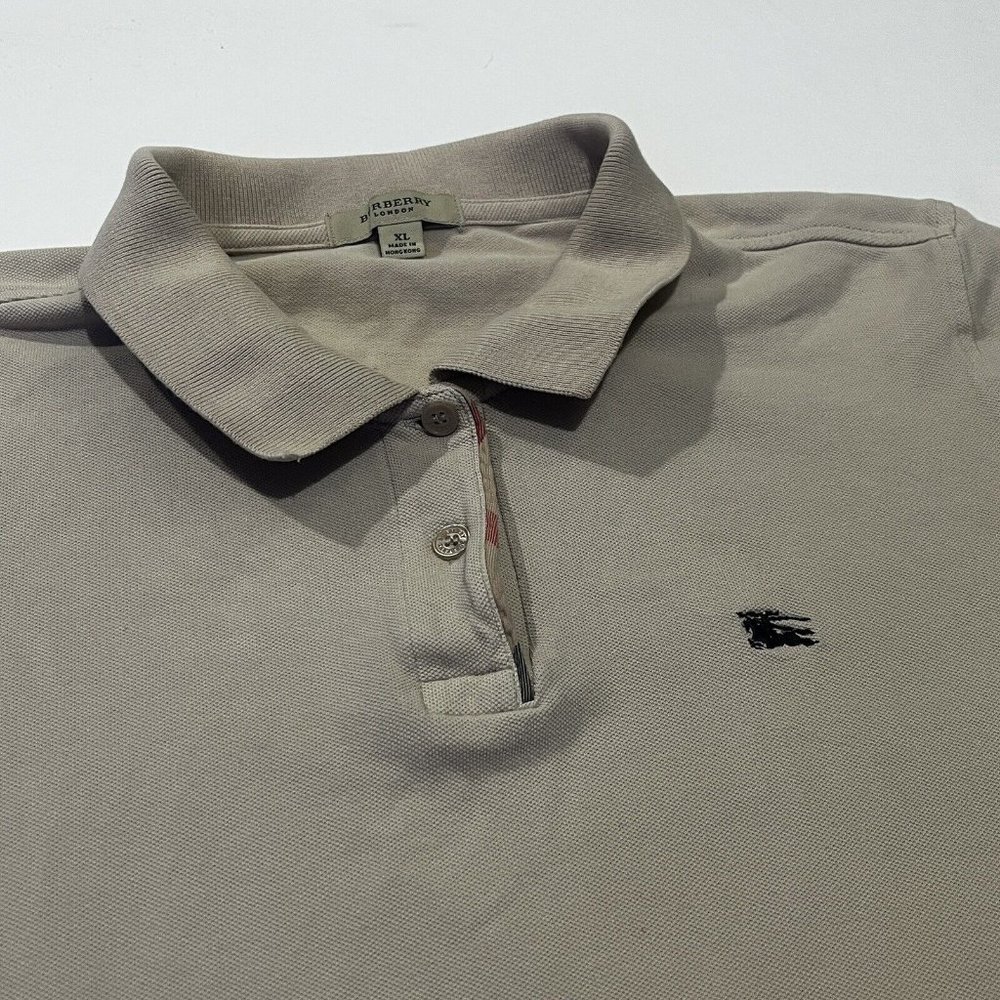 Burberry London Not Britt Men's M Medium Tan Nova Check  Short Sleeve Polo